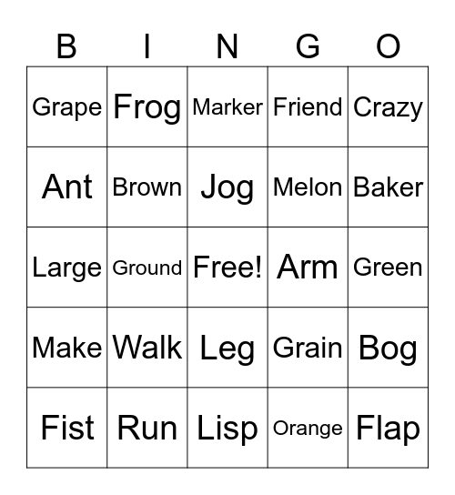 Test Bingo Card