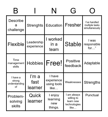 Interview Series Bingo Card