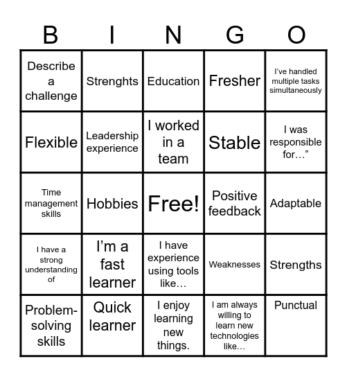 Interview Series Bingo Card