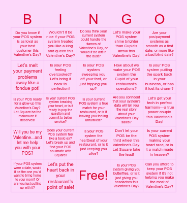 valentines day Bingo Card