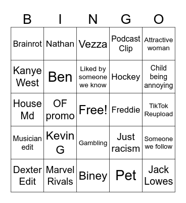 Instagram Reel (Free Period Girlies) Bingo Card