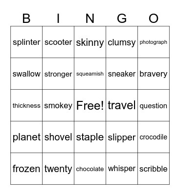 Initial consonant blend clusters and diagraphs Bingo Card