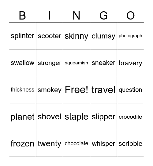 Initial consonant blend clusters and diagraphs Bingo Card