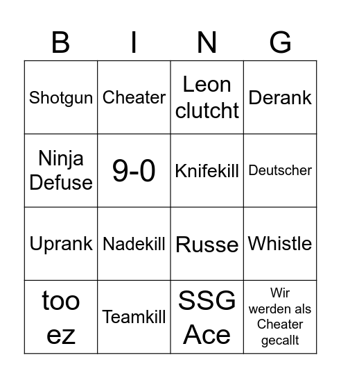 Wingman Valentinstag Bingo Card