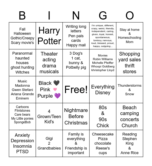 Traci's Bingo Card