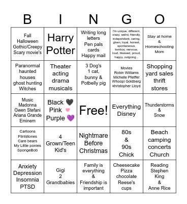Traci's Bingo Card