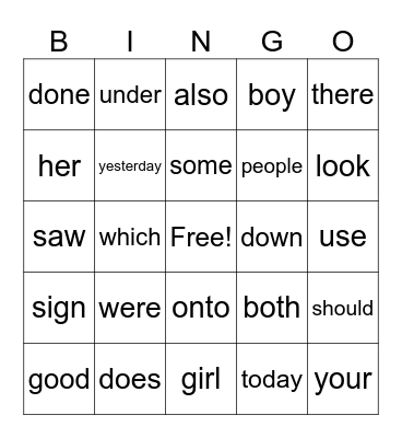Red Word BINGO! Bingo Card