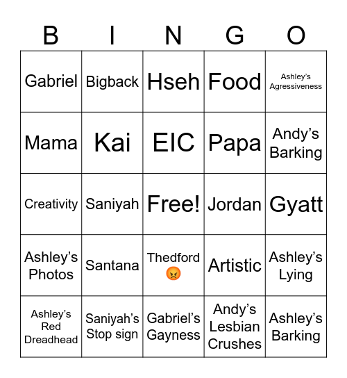 Friends Bingo Card