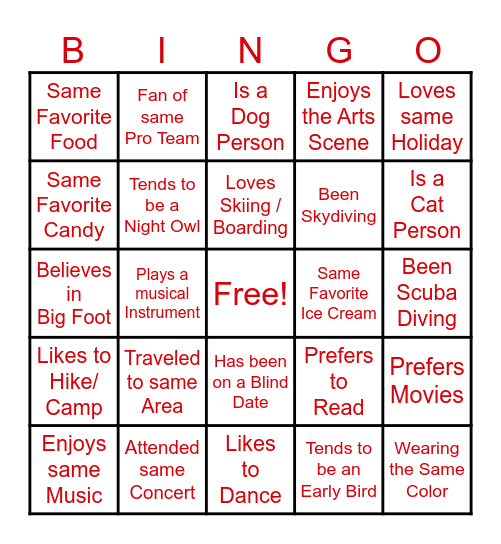 100 SiNgLeS BINGO Card