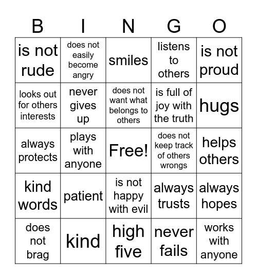 True Love Bingo Card