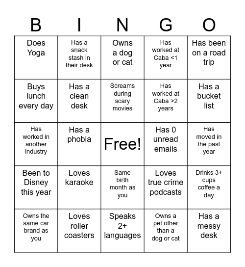 Untitled Bingo Card