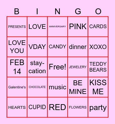 Valentine's/ Galentine's BINGO PPAZ Bingo Card