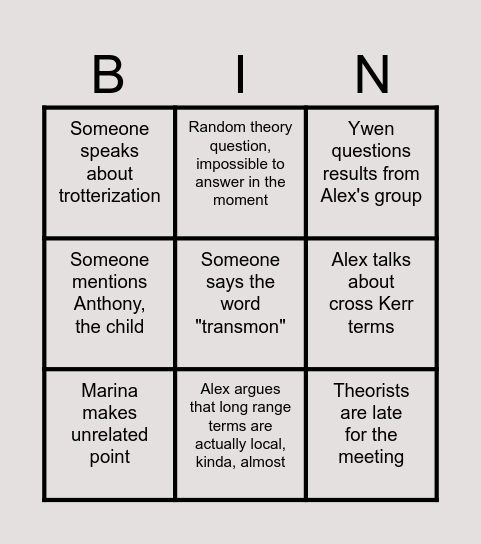 BOSSLGT BINGO Card