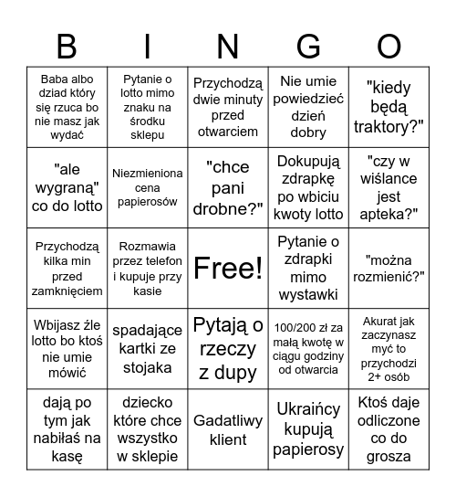 Pov: pracujesz w kiosku Bingo Card