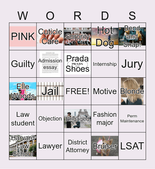 LEGALLY BLONDE SEARCH Bingo Card