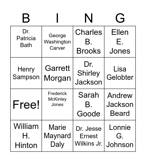 Black History Month Bingo Card