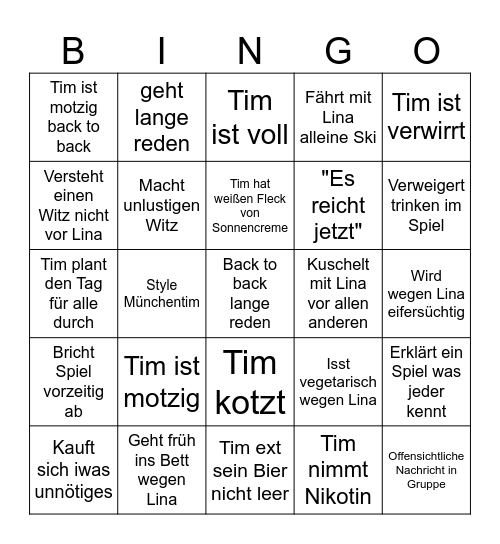 Timmy Bingo Card