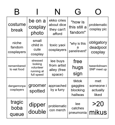 J-pop Bingo Card