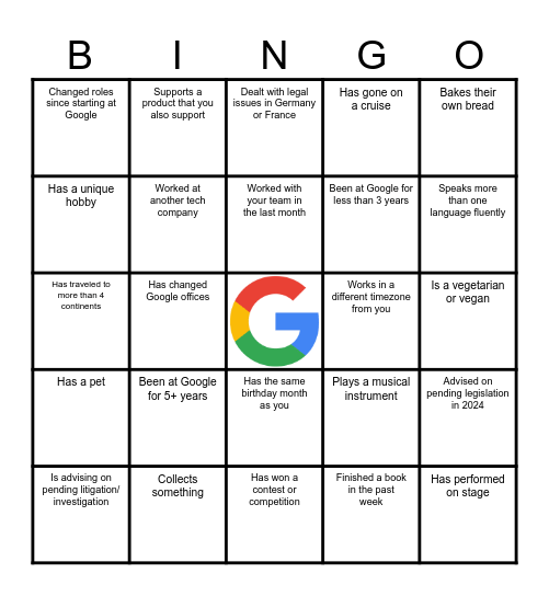 "FIND SOMEONE WHO..."Product Specialist Bingo Card