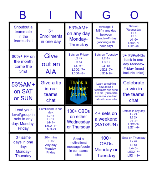 Purple Cobras Bingo Card