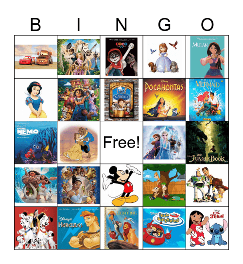 Disney Bingo Card
