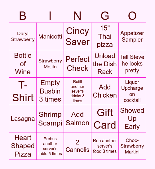 Valentine's Day Bingo Card