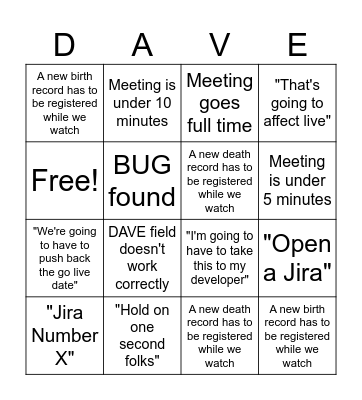 Next Gen Check In Bingo Card
