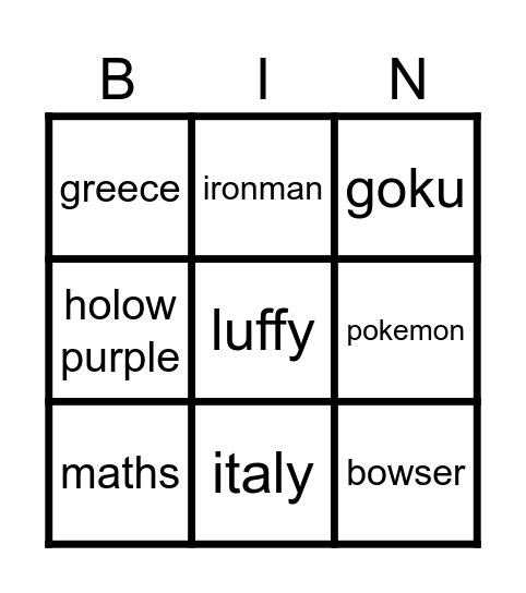 Untitled Bingo Card