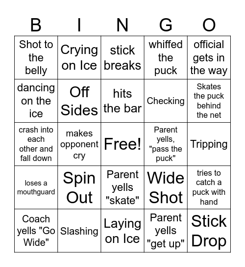 Hockey Bingo Card