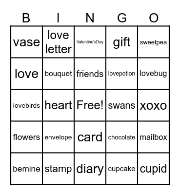 Valentine's Bings Bingo Card