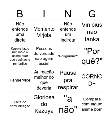 Simplesmente Rent a Girlfriend Bingo Card