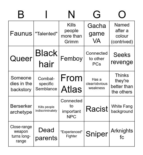 Ballad of a Maiden Bingo Card