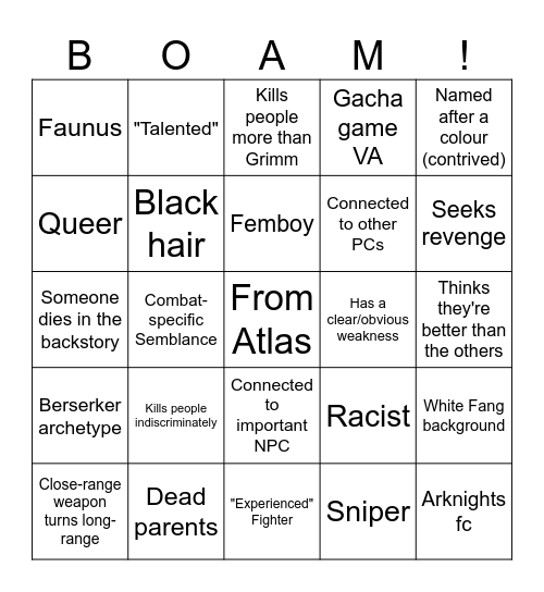 Ballad of a Maiden Bingo Card