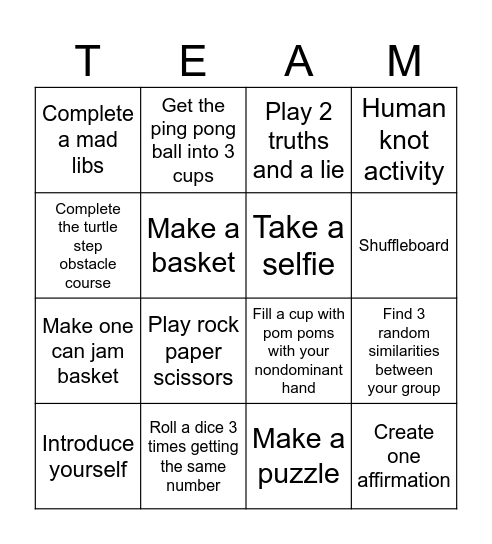 Team Collaboration Bingo Card