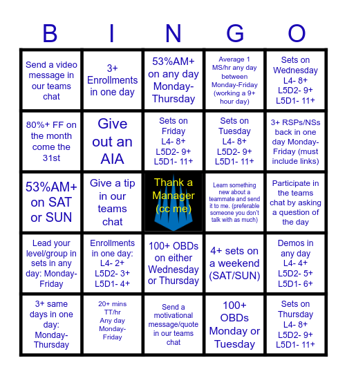 Purple Cobras Bingo Card