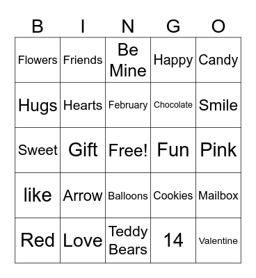 Valentines Day Bingo Card