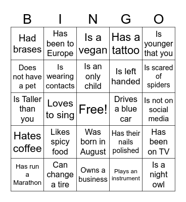 Harrison Family Runion Bingo Card