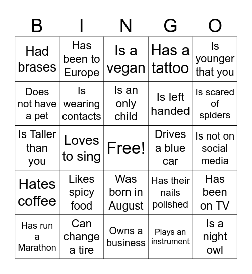 Harrison Family Runion Bingo Card