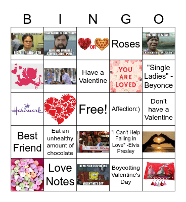 Valentines Day Bingo Card