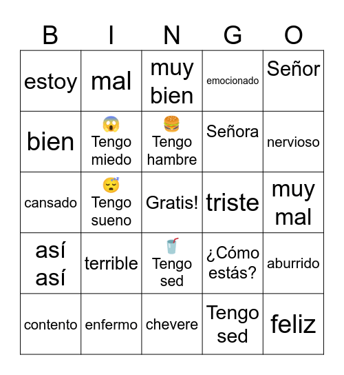 ¿Cómo estás? Bingo Card