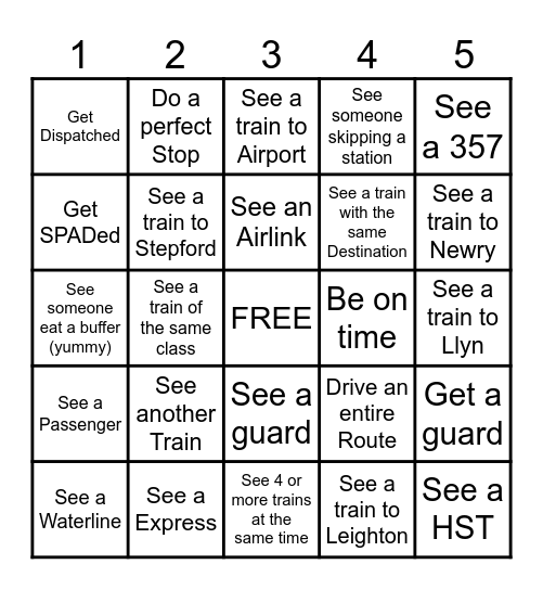 SCR Bingo Card