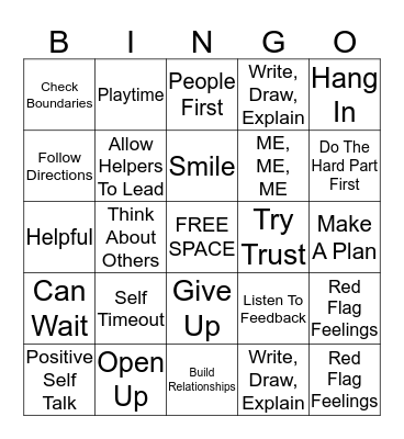 Head Heart Hands Bingo Card