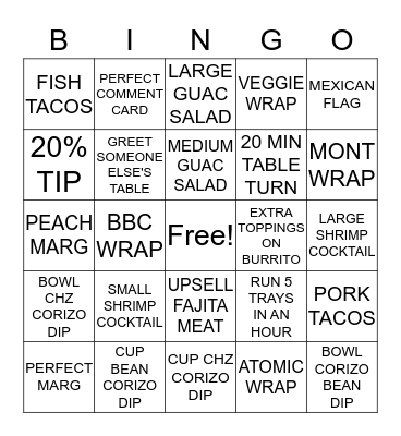 BOBBY'S BINGO!! Bingo Card