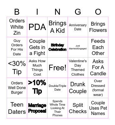 Gagentine's Day Bingo Card