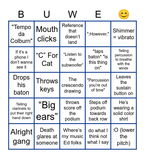 Dr. Blanco Bingo Card