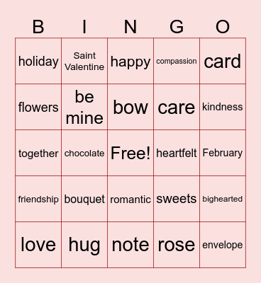 Valentine Bingo Card
