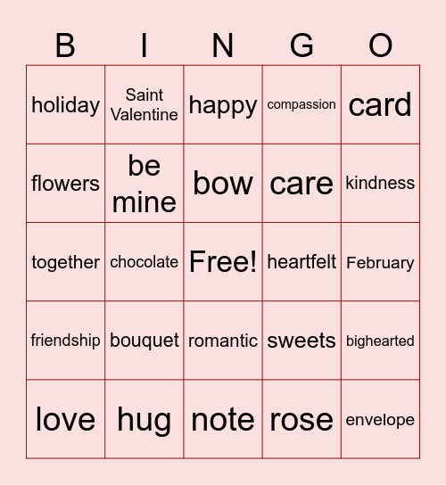 Valentine Bingo Card