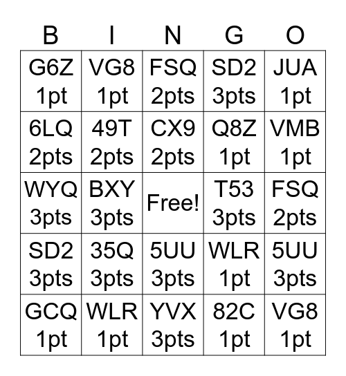 Equations and Expressions Bingo Card