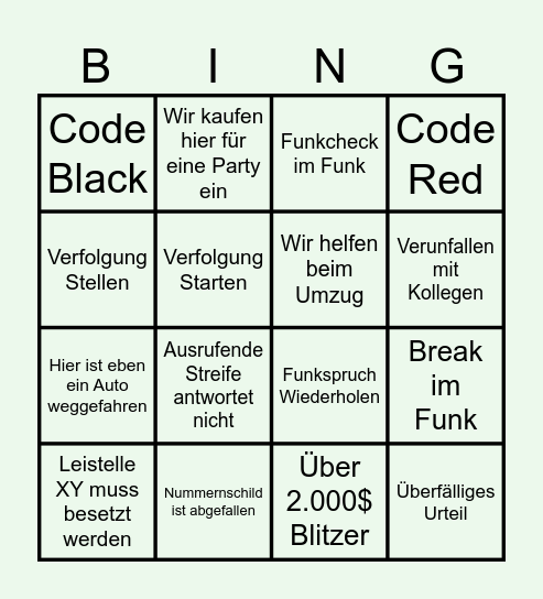 ! BREAK ! Bingo Card