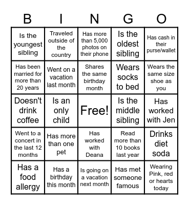 Galentine's Bingo Card